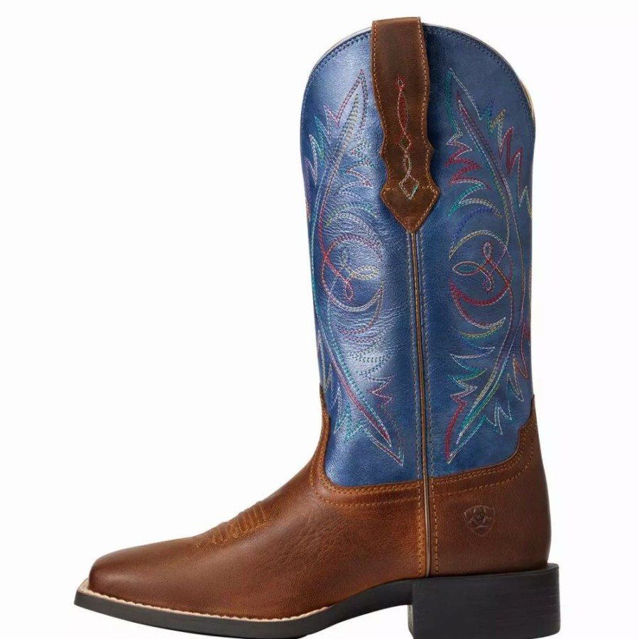 Women * | Ariat Round Up Wide Square Toe Stretchfit Western Boot