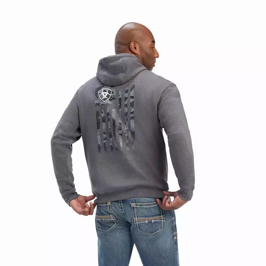 Men * | Ariat Men'S Camo Flag Sweatshirt