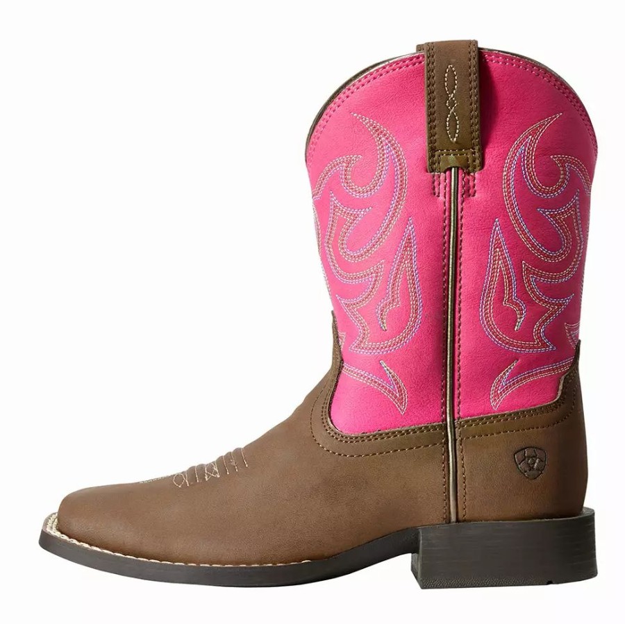 Kids * | Ariat Kids Jr Champ Brown And Pink Boot