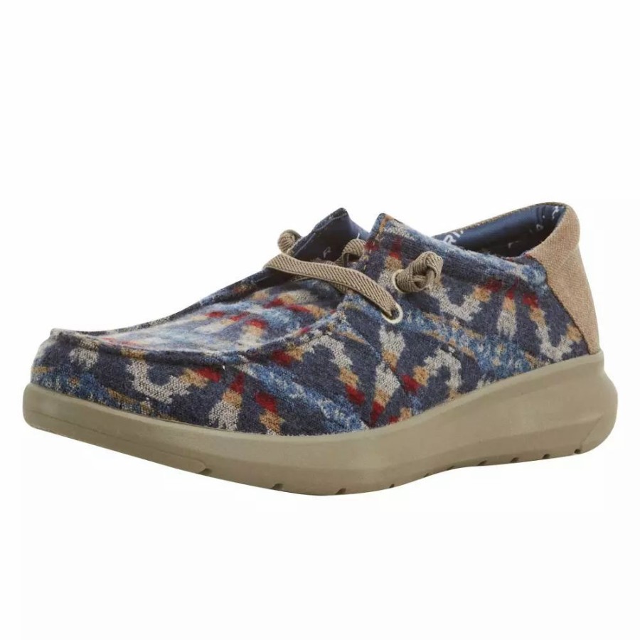 Men * | Ariat Men'S Hilo Stretch Lace Blue Aztec Wooly Tan Casual Shoe