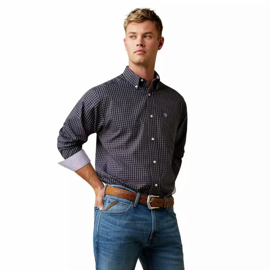 Men * | Ariat Men'S Wrinkle Free Fitzgerald Fitted Shirt