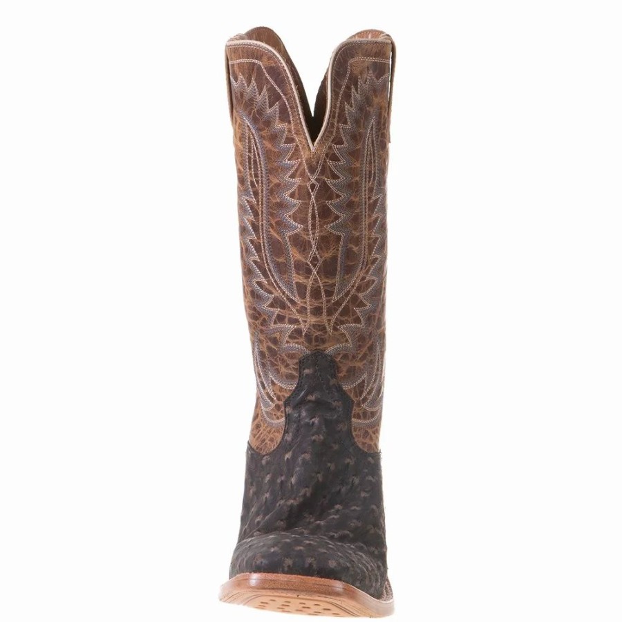 Men * | Men'S Ariat Showman Mocha Full Quill Ostrich 13In. Dusted Wheat Cowboy Boot