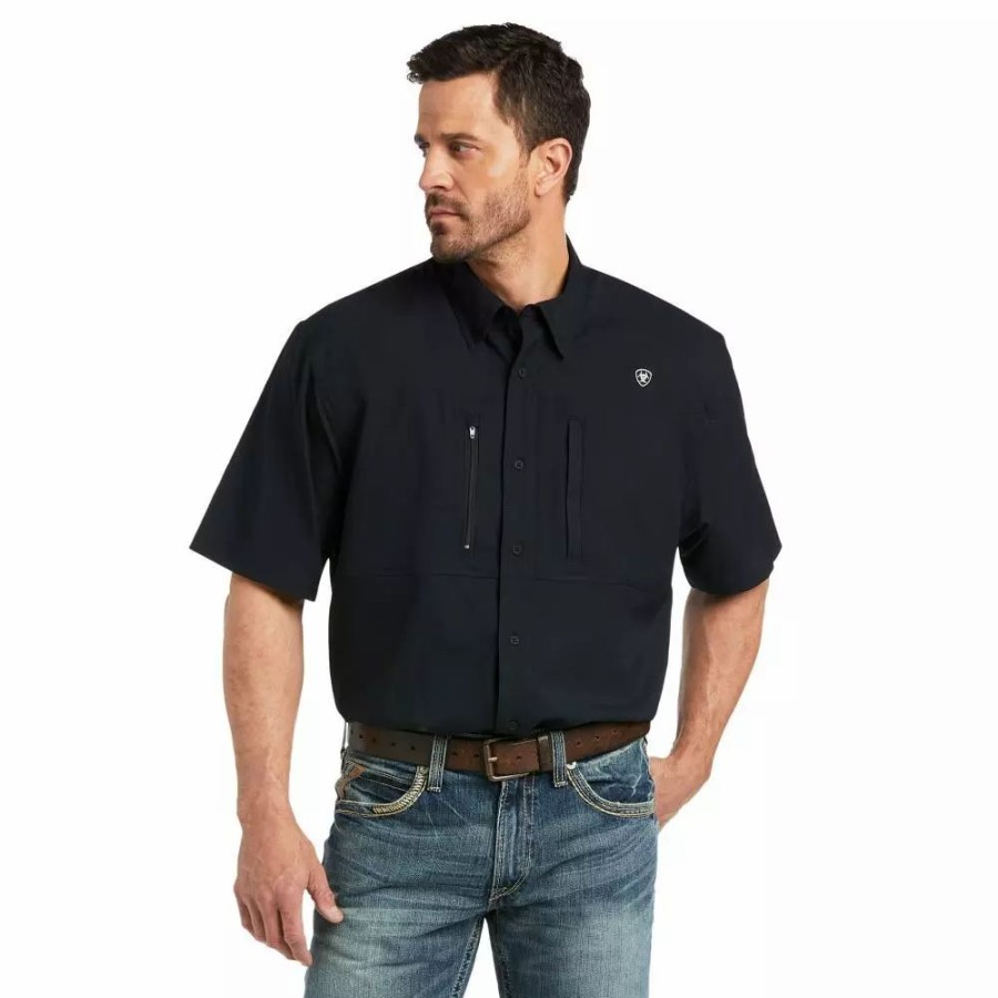 Men * | Ariat Mens Venttek Black Classic Fit Shirt