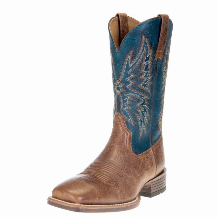 Men * | Ariat Men'S Valor Ultra Dark Tan 11In. Rocky Blue Square Toe Boots