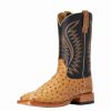 Men * | Ariat Mens Tan Full Quill Ostrich 11In Negro Top Cowboy Boot 10034082