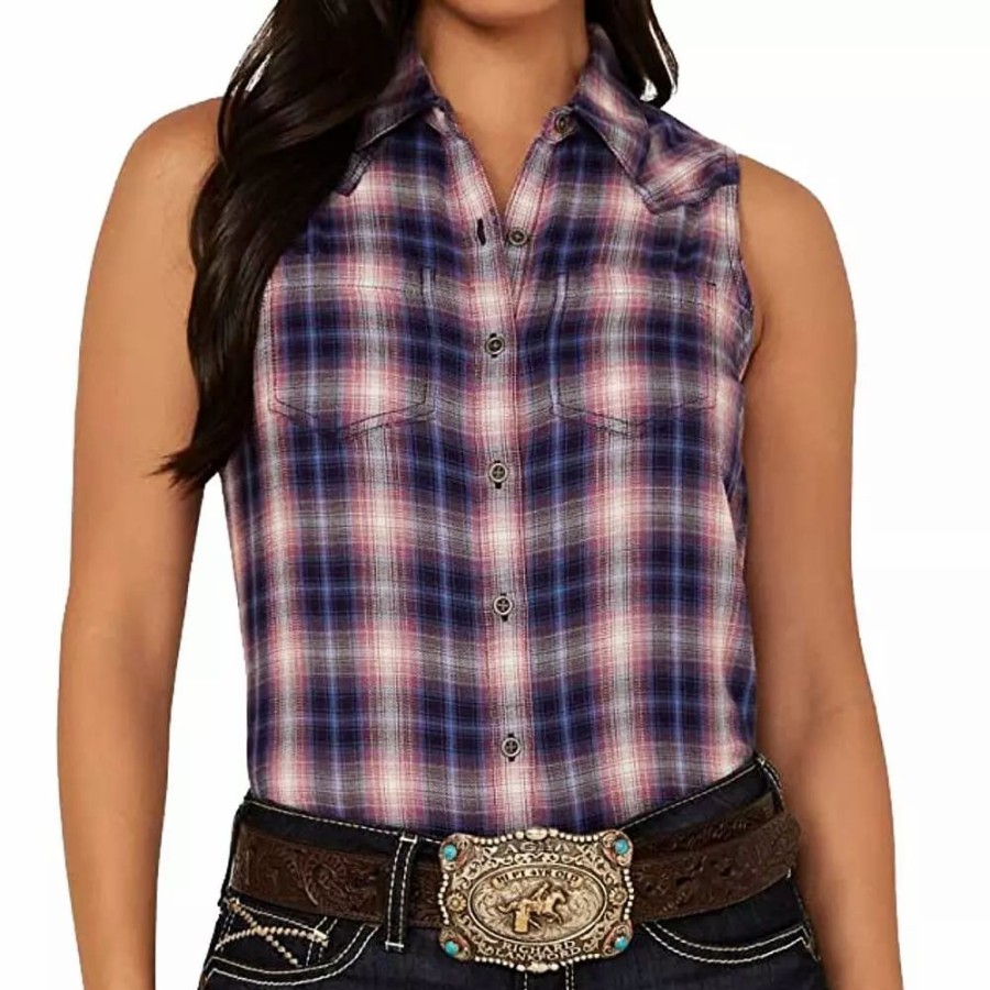 Women * | Ariat Womens Real Billie Jean Sleeveless Button Down Shirt