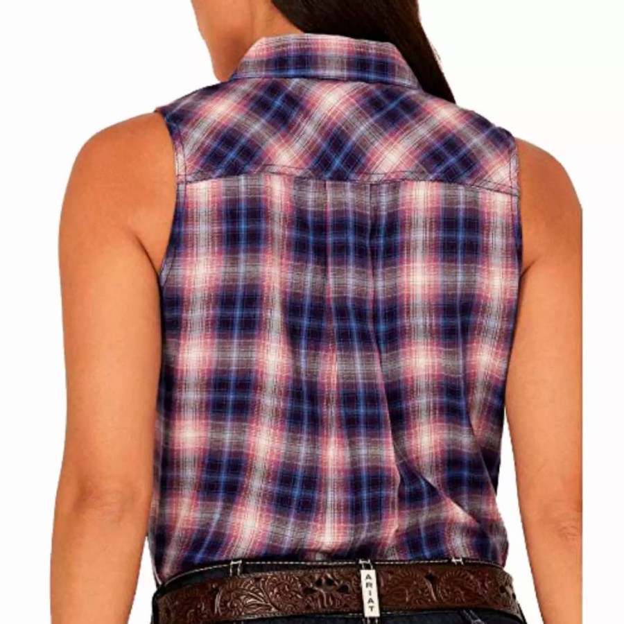 Women * | Ariat Womens Real Billie Jean Sleeveless Button Down Shirt