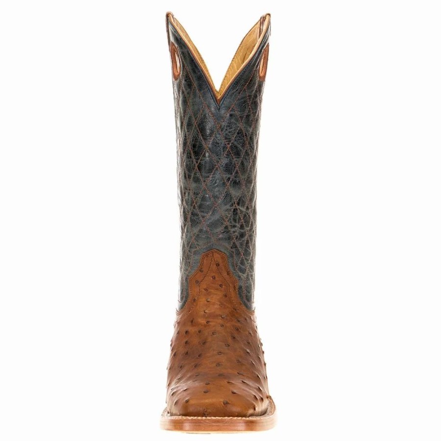 Men * | Relentless By Ariat Men'S Ariat Relentless Rust Full Quill Ostrich 13In. Steedy Blue Top Cowboy Boot