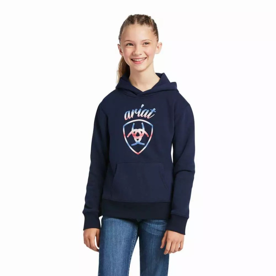 Kids * | Ariat Girl'S Real Serape Logo Hoodie