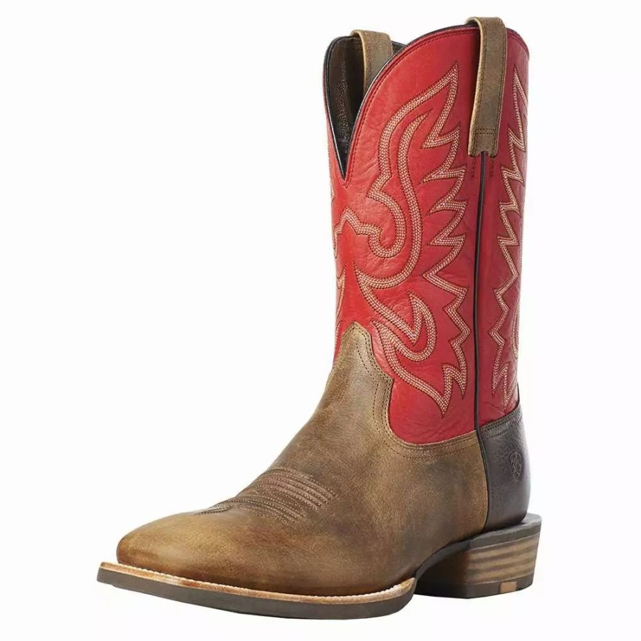 Men * | Ariat Men'S Rover Rustic Chestnut 11In. Rogue Red Top Square Toe Cowboy Boots