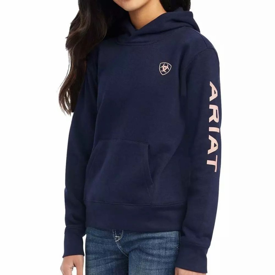 Kids * | Ariat Girl'S Real Arm Logo Hoodie