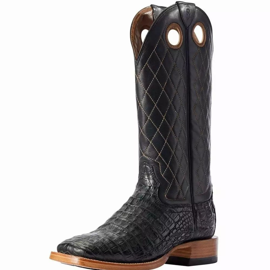 Men * | Relentless By Ariat Men'S Ariat Relentless Winner Circle Black Caiman 13In. Black Top Cowboy Boot