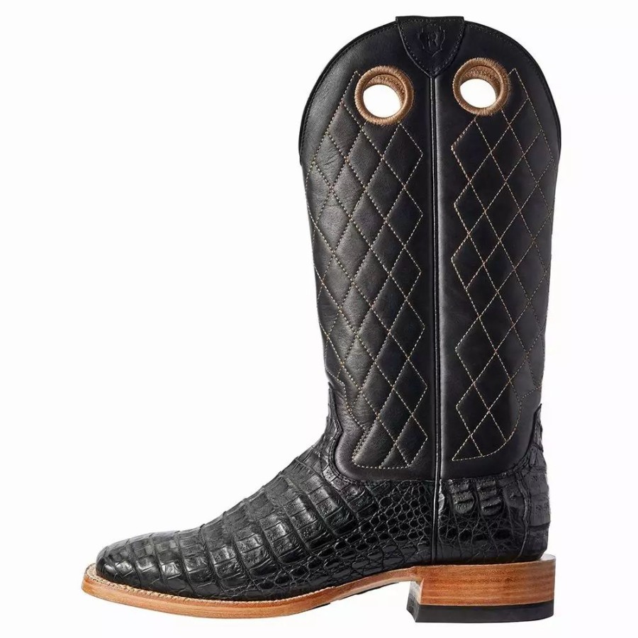 Men * | Relentless By Ariat Men'S Ariat Relentless Winner Circle Black Caiman 13In. Black Top Cowboy Boot