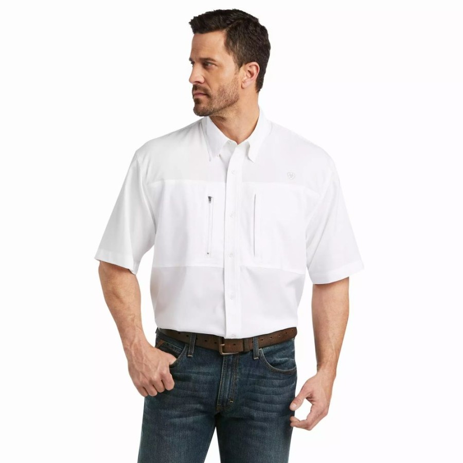 Men * | Ariat Men'S White Venttek Classic Fit Shirt