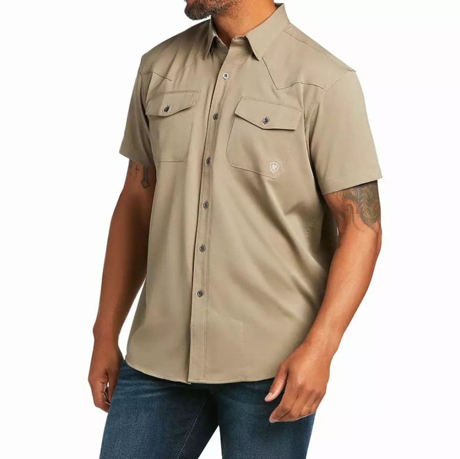 Men * | Ariat Men'S Tek Brindle Venttek Western Fitted Shirt