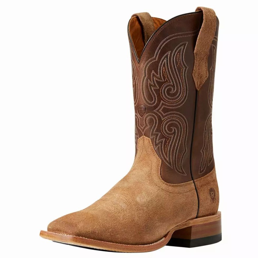 Men * | Ariat Men`S Relentless Sic`Em Frontier Brown Roughout Cowboy Boots