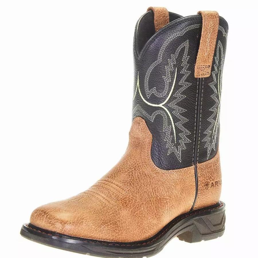 Kids * | Ariat Youth Bark And Black Forest Workhog Xt Cowboy Boot