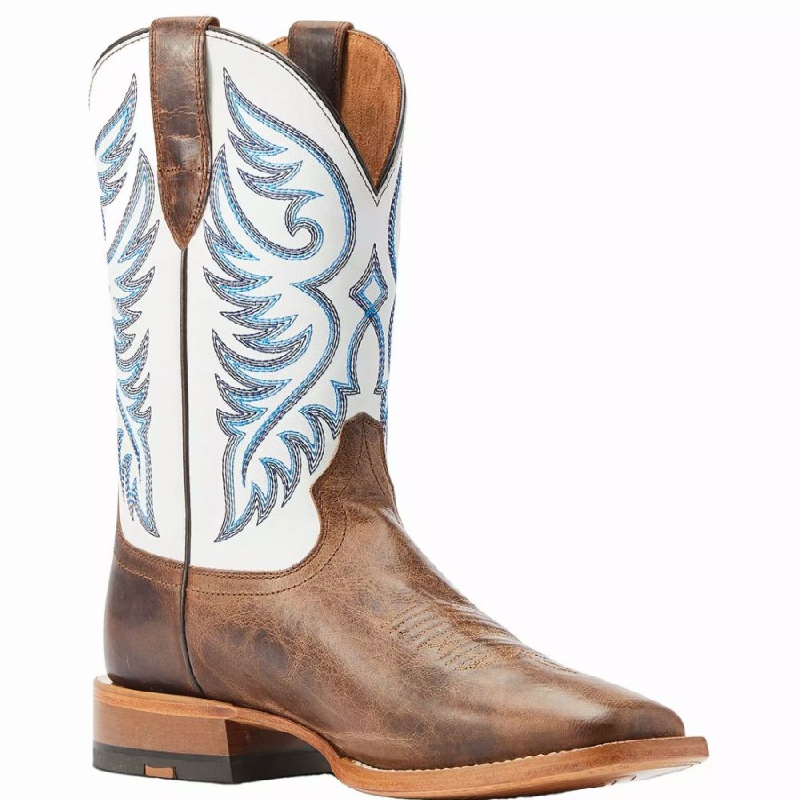 Men * | Ariat Men'S Wiley Pecan Brown Coastal Cream Cowboy Boot