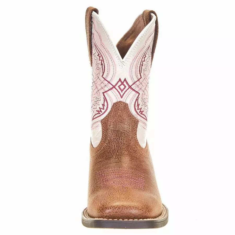 Kids * | Ariat Youth Tan With Pearlized Double Kicker Adobe Cowboy Boot