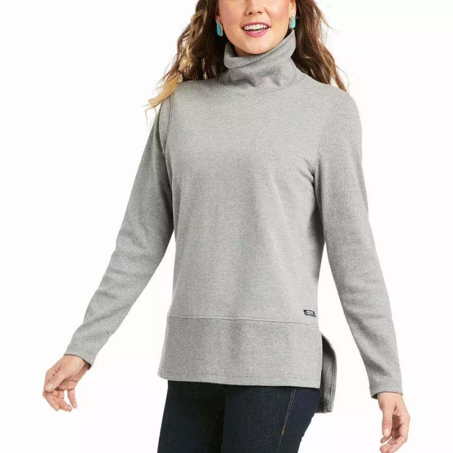 Women * | Ariat Women'S Gray Real Funnel Sweater