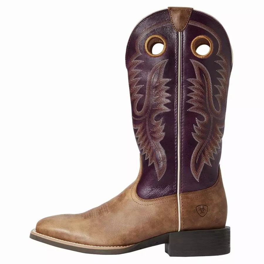 Men * | Ariat Men'S Ariat Sport Valley Brown 13In. Perfect Purple Top Cowboy Boot