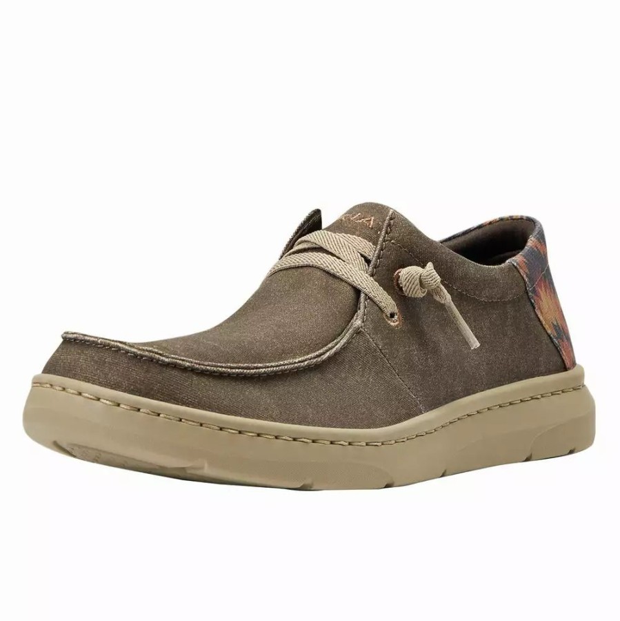 Men * | Ariat Men`S Hilo Stretch Lace Dark Tan/ Rust Aztec Print Casual Shoe