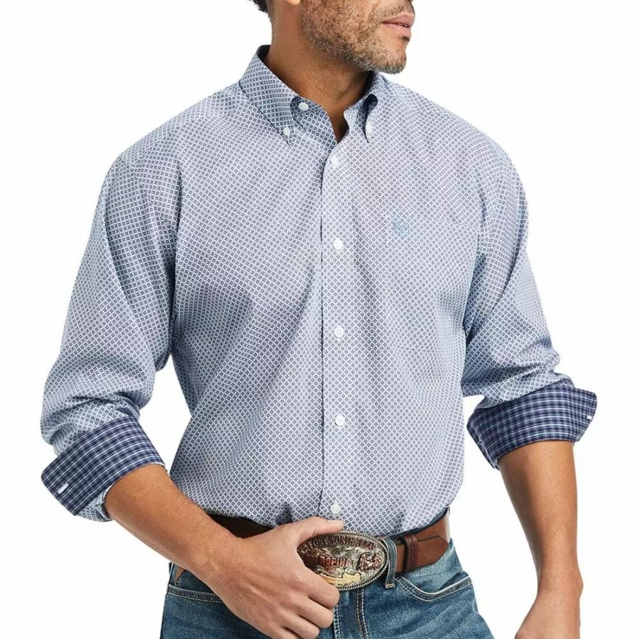 Men * | Ariat Men'S Wrinkle Free Isaac Fitted Shirt