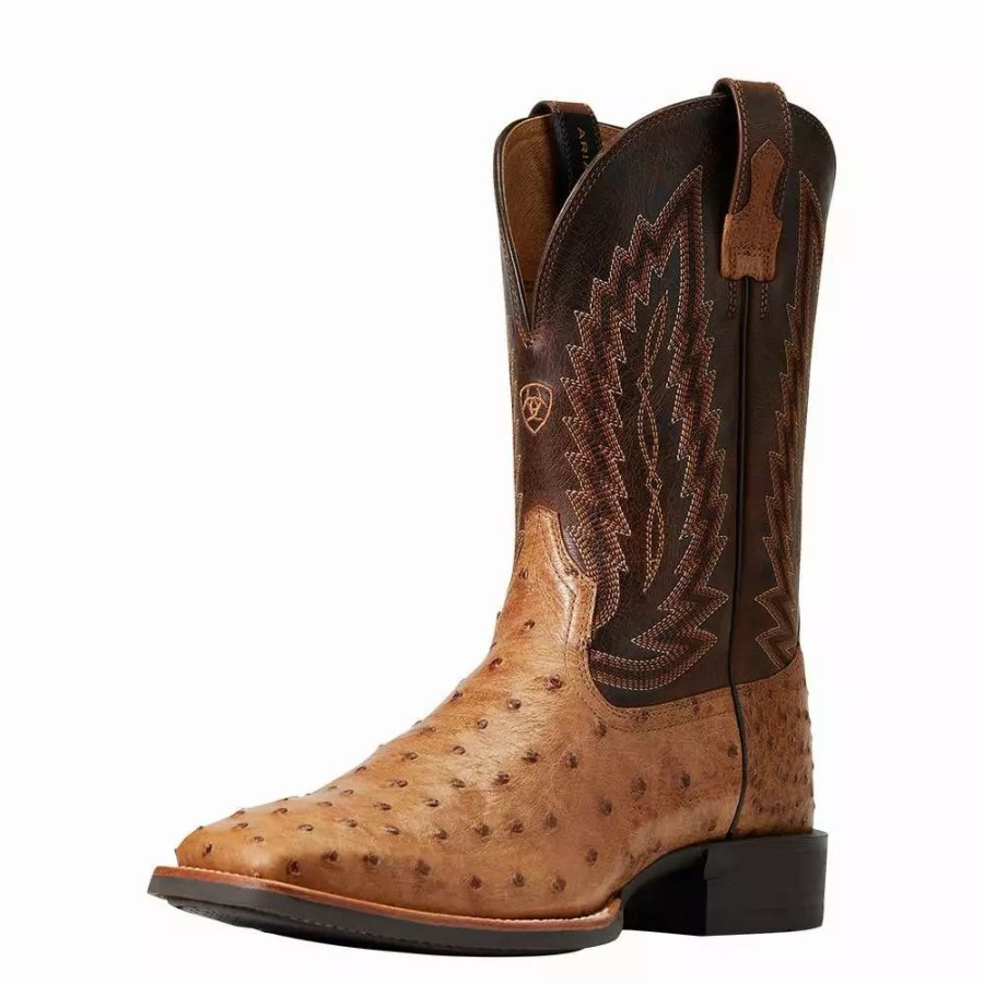 Men * | Ariat Men`S Quantum Primo Ranger Fq Ostrich 11` Beam Brown Top Square Toe Boots