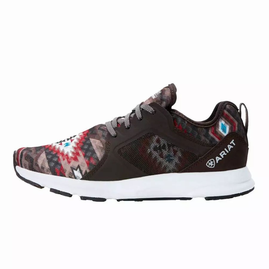 Women * | Ariat Ladies Brown Aztec Fuse Sneaker