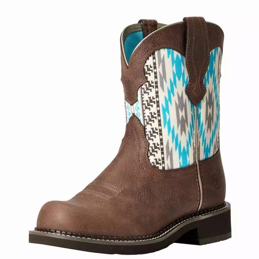 Women * | Ariat Women Dark Cattage/Turquoise 8` Fatbaby Western Boot