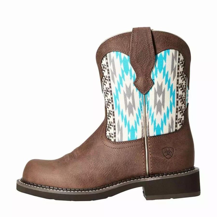 Women * | Ariat Women Dark Cattage/Turquoise 8` Fatbaby Western Boot