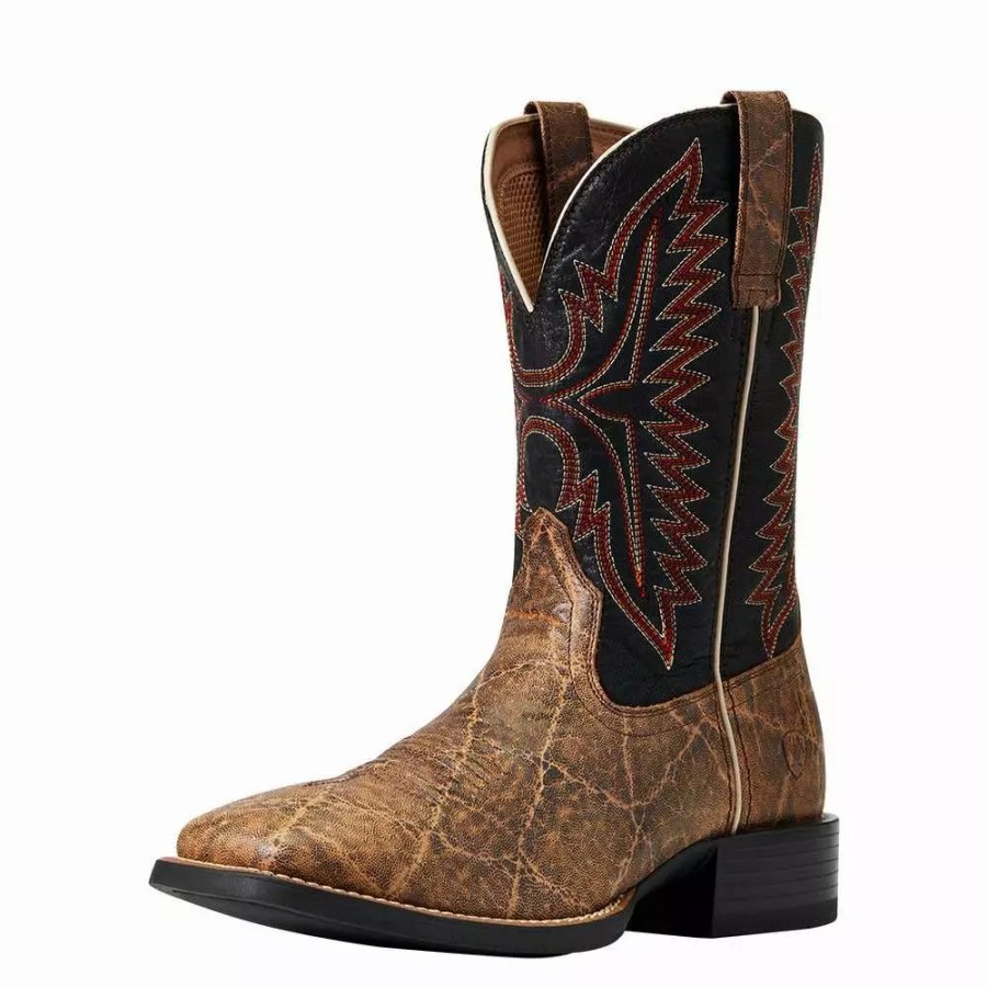 Men * | Ariat Men'S Brown Sport Elephant Print Square Toe Western Boot