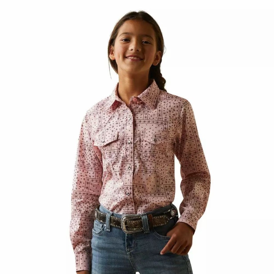 Kids * | Ariat Girl'S Paisley Print Snap Shirt