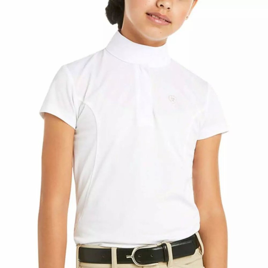 Kids * | Ariat Youth Aptos White Short Sleeve English Show Shirt