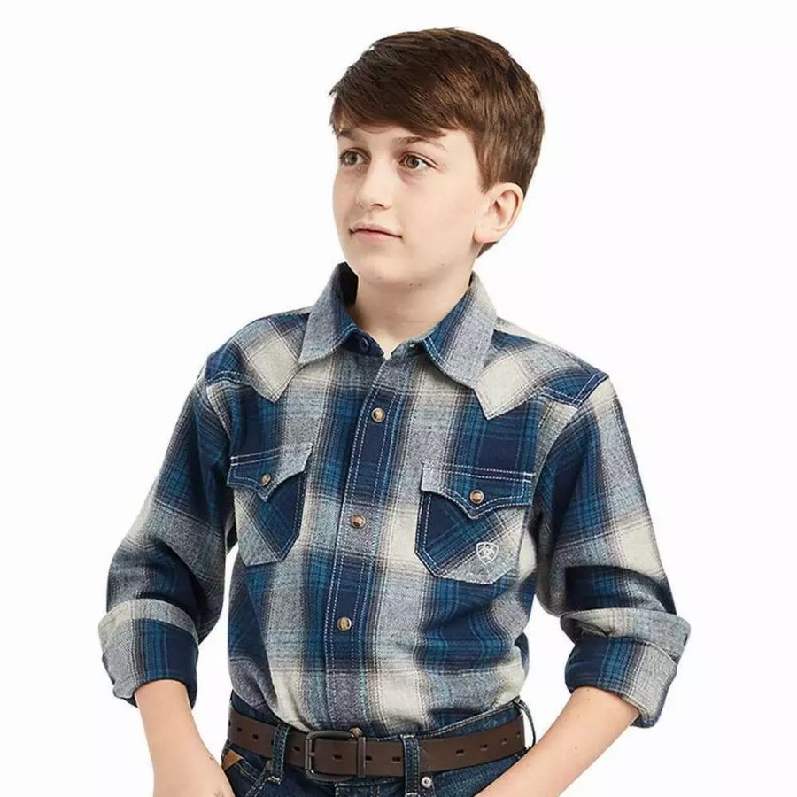 Kids * | Ariat Boy'S Halston Retro Fit Shirt