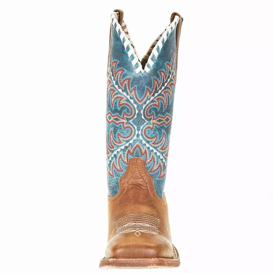 Women * | Ariat Women'S Ariat Eldora Natural Tan 11In. Turquoise Top Cowgirl Boot