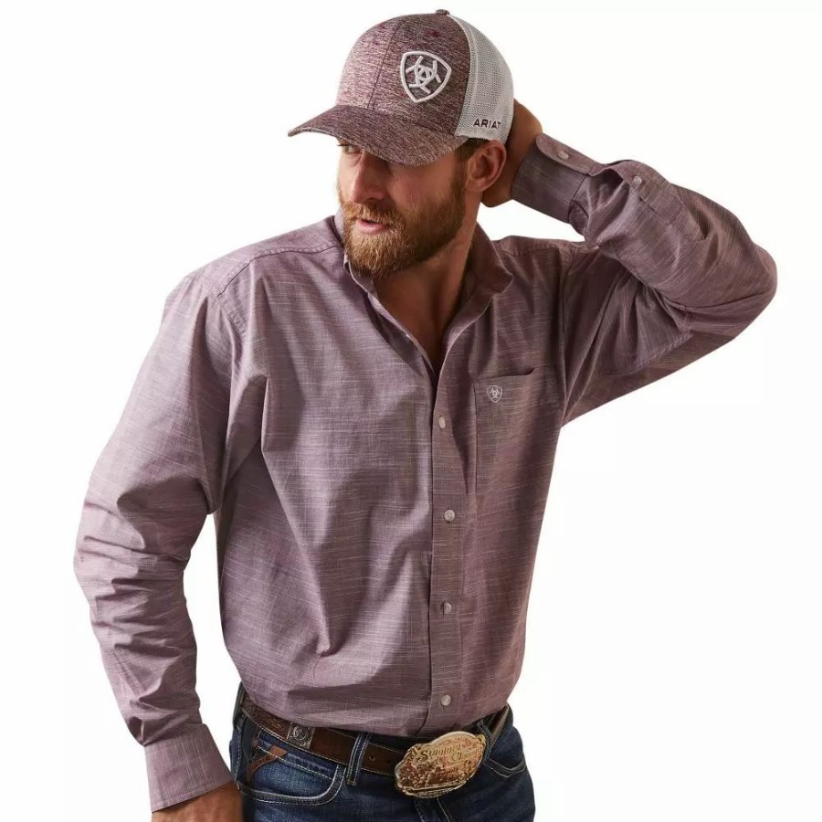 Men * | Ariat Men'S Solid Slub Classic Fit Shirt