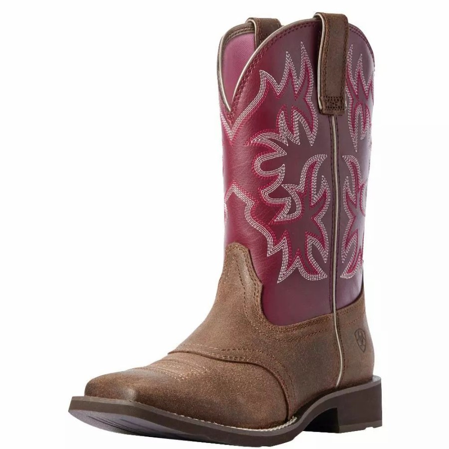 Women * | Ariat Women'S Java/Burgundy Delilah Western Square Toe