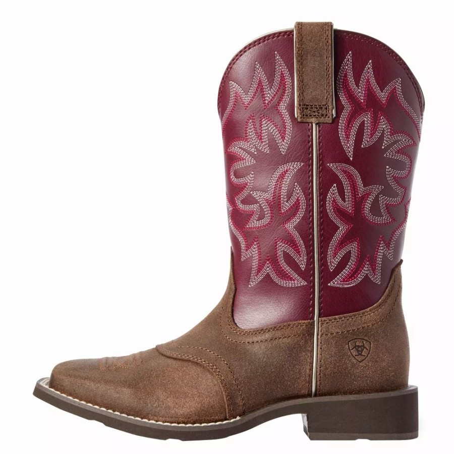 Women * | Ariat Women'S Java/Burgundy Delilah Western Square Toe